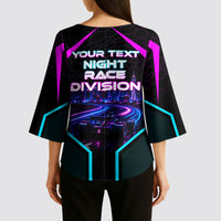 Personalized Night Race Division Kimono Sleeve Blouse Cyberpunk Racing Synthwave Motorsport Neon Graphic