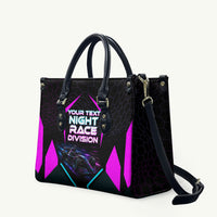 Personalized Night Race Division Leather Bag Cyberpunk Racing Synthwave Motorsport Neon Graphic