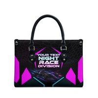 Personalized Night Race Division Leather Bag Cyberpunk Racing Synthwave Motorsport Neon Graphic