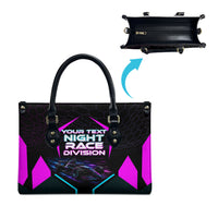 Personalized Night Race Division Leather Bag Cyberpunk Racing Synthwave Motorsport Neon Graphic