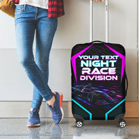Personalized Night Race Division Luggage Cover Cyberpunk Racing Synthwave Motorsport Neon Graphic
