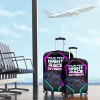 Personalized Night Race Division Luggage Cover Cyberpunk Racing Synthwave Motorsport Neon Graphic