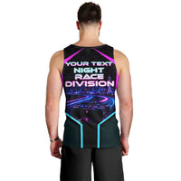 Personalized Night Race Division Men Tank Top Cyberpunk Racing Synthwave Motorsport Neon Graphic