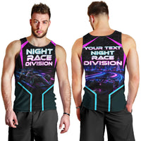 Personalized Night Race Division Men Tank Top Cyberpunk Racing Synthwave Motorsport Neon Graphic