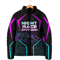 Personalized Night Race Division Padded Jacket Cyberpunk Racing Synthwave Motorsport Neon Graphic