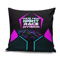 Personalized Night Race Division Pillow Cover Cyberpunk Racing Synthwave Motorsport Neon Graphic