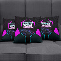Personalized Night Race Division Pillow Cover Cyberpunk Racing Synthwave Motorsport Neon Graphic