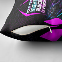 Personalized Night Race Division Pillow Cover Cyberpunk Racing Synthwave Motorsport Neon Graphic