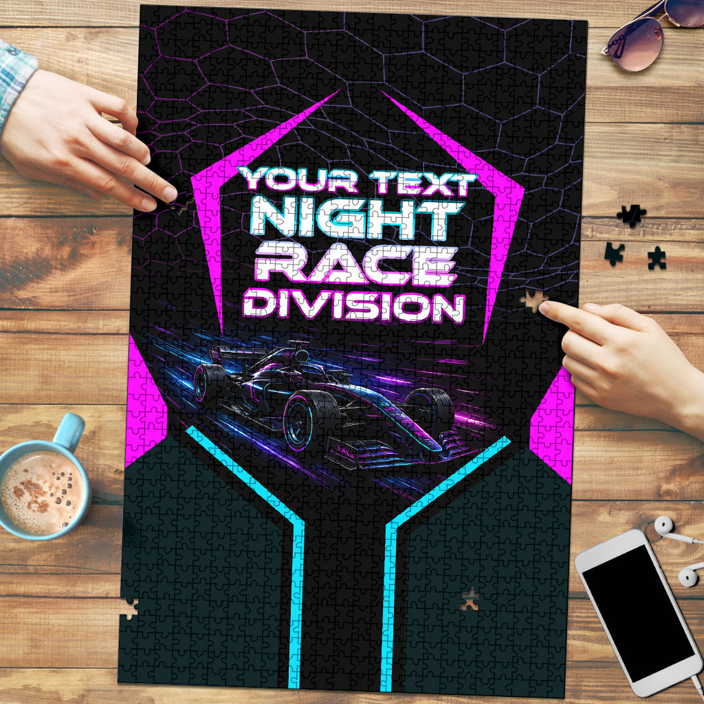 Personalized Night Race Division Puzzle Cyberpunk Racing Synthwave Motorsport Neon Graphic