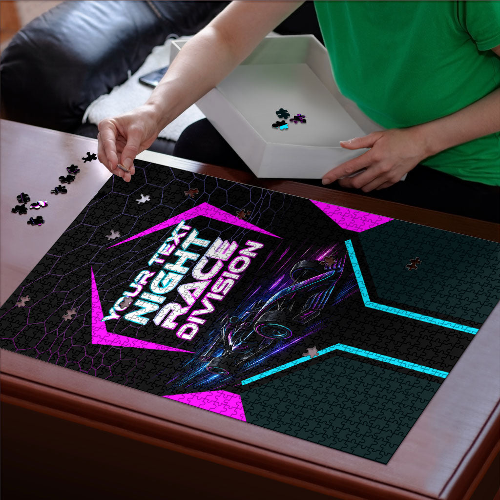 Personalized Night Race Division Puzzle Cyberpunk Racing Synthwave Motorsport Neon Graphic