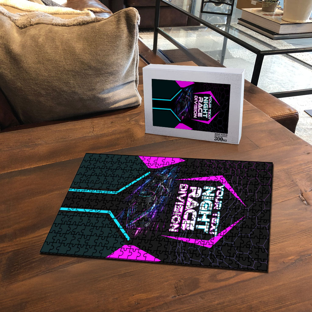 Personalized Night Race Division Puzzle Cyberpunk Racing Synthwave Motorsport Neon Graphic