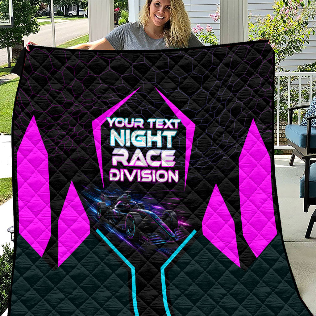 Personalized Night Race Division Quilt Cyberpunk Racing Synthwave Motorsport Neon Graphic