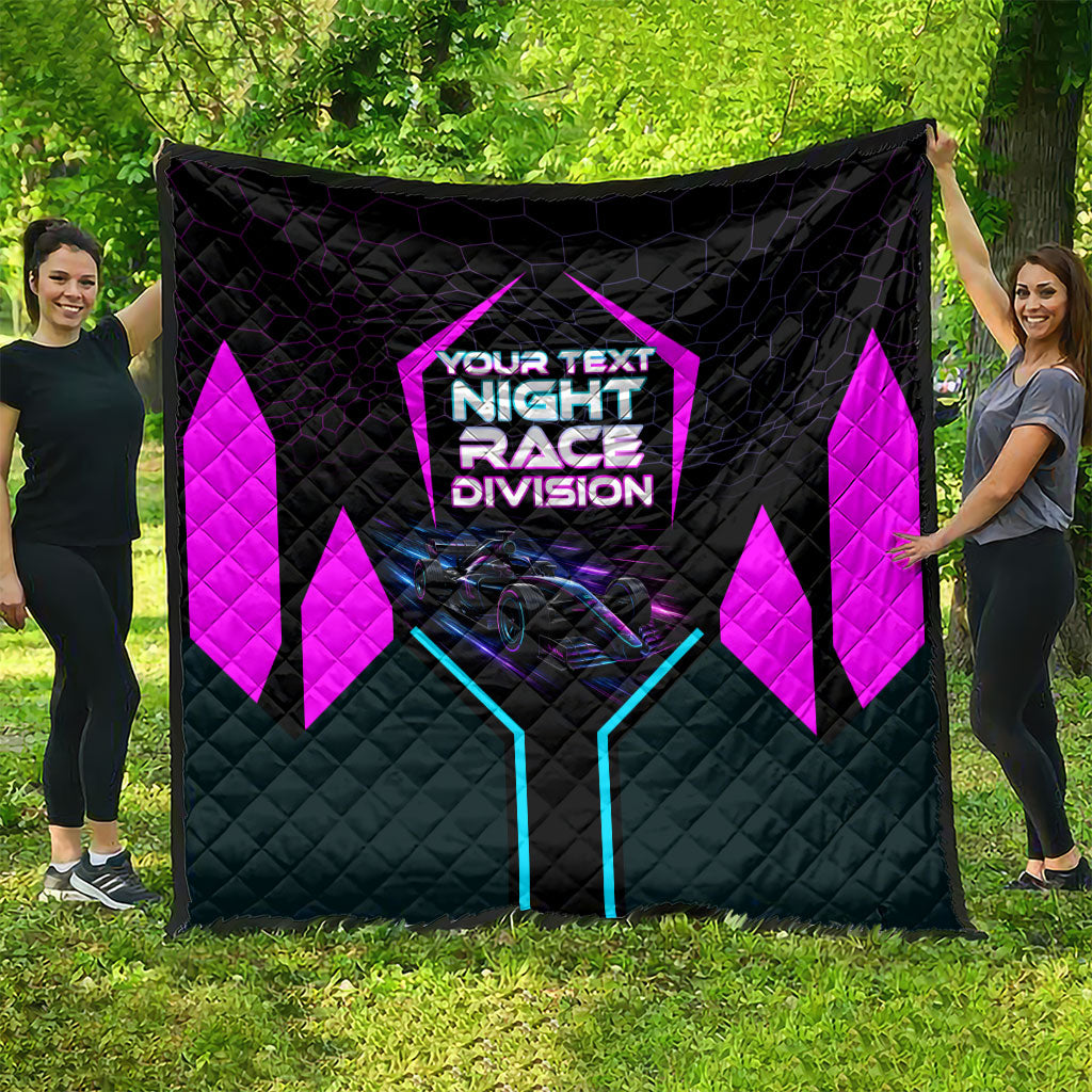 Personalized Night Race Division Quilt Cyberpunk Racing Synthwave Motorsport Neon Graphic