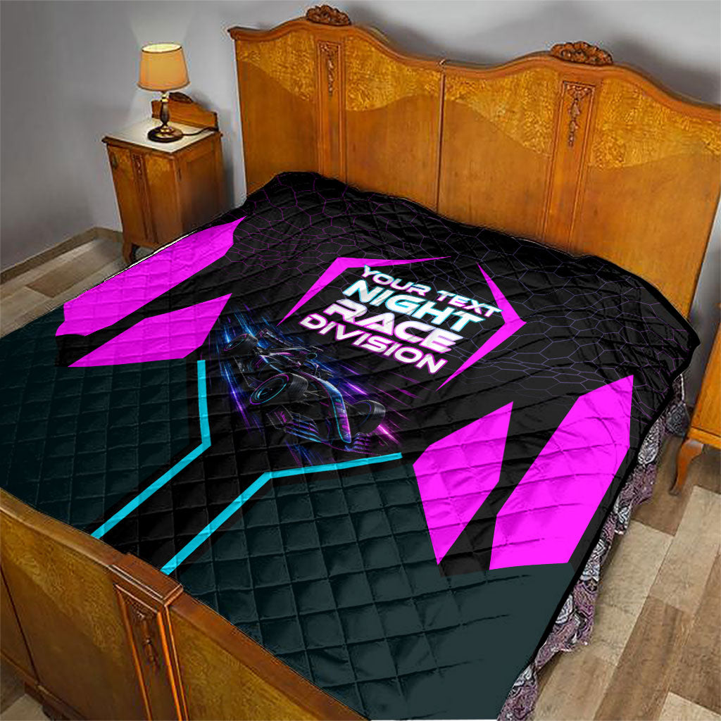 Personalized Night Race Division Quilt Cyberpunk Racing Synthwave Motorsport Neon Graphic