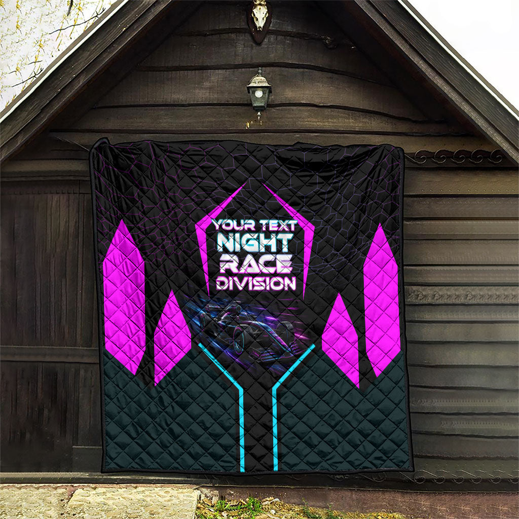 Personalized Night Race Division Quilt Cyberpunk Racing Synthwave Motorsport Neon Graphic