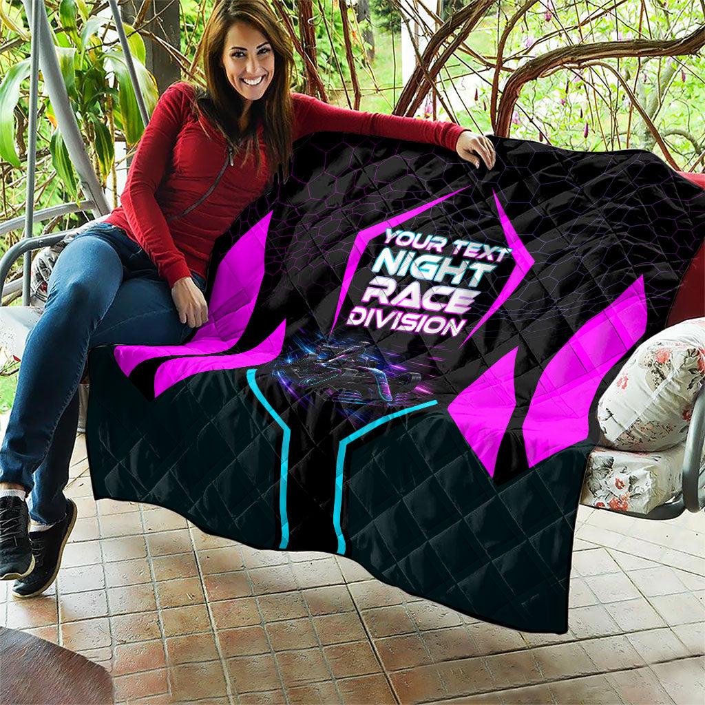 Personalized Night Race Division Quilt Cyberpunk Racing Synthwave Motorsport Neon Graphic
