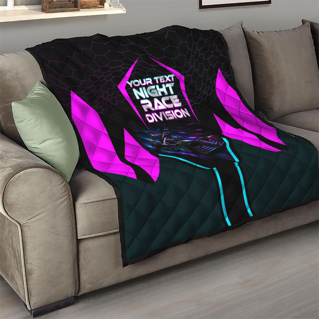 Personalized Night Race Division Quilt Cyberpunk Racing Synthwave Motorsport Neon Graphic