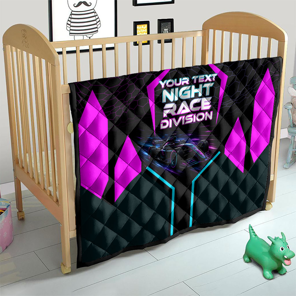 Personalized Night Race Division Quilt Cyberpunk Racing Synthwave Motorsport Neon Graphic