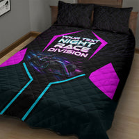 Personalized Night Race Division Quilt Bed Set Cyberpunk Racing Synthwave Motorsport Neon Graphic