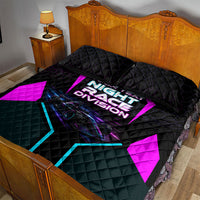 Personalized Night Race Division Quilt Bed Set Cyberpunk Racing Synthwave Motorsport Neon Graphic