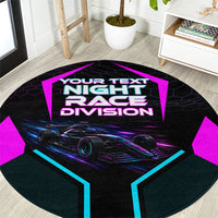 Personalized Night Race Division Round Carpet Cyberpunk Racing Synthwave Motorsport Neon Graphic