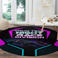 Personalized Night Race Division Round Carpet Cyberpunk Racing Synthwave Motorsport Neon Graphic