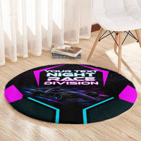 Personalized Night Race Division Round Carpet Cyberpunk Racing Synthwave Motorsport Neon Graphic