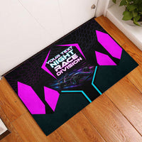 Personalized Night Race Division Rubber Doormat Cyberpunk Racing Synthwave Motorsport Neon Graphic