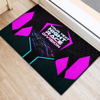 Personalized Night Race Division Rubber Doormat Cyberpunk Racing Synthwave Motorsport Neon Graphic