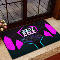 Personalized Night Race Division Rubber Doormat Cyberpunk Racing Synthwave Motorsport Neon Graphic