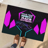 Personalized Night Race Division Rubber Doormat Cyberpunk Racing Synthwave Motorsport Neon Graphic