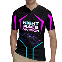 Personalized Night Race Division Rugby Jersey Cyberpunk Racing Synthwave Motorsport Neon Graphic