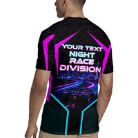 Personalized Night Race Division Rugby Jersey Cyberpunk Racing Synthwave Motorsport Neon Graphic