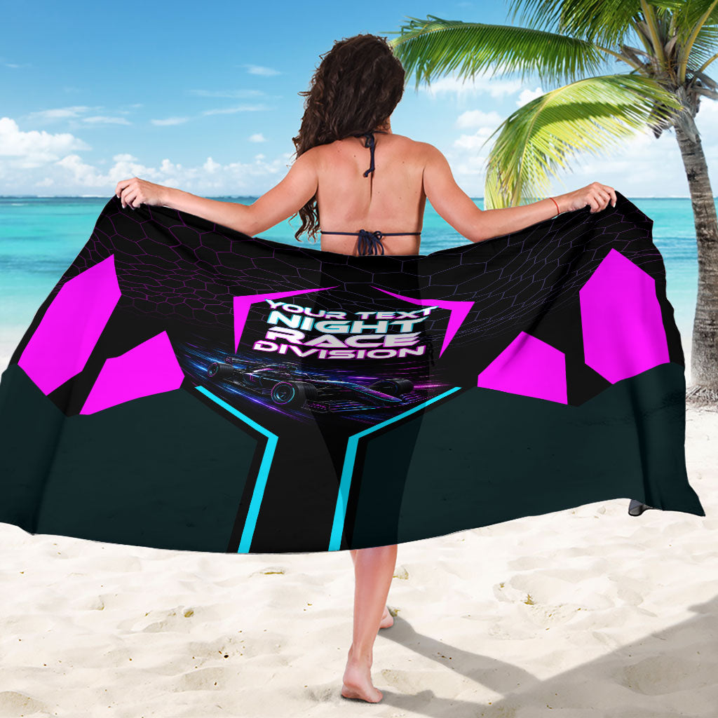 Personalized Night Race Division Sarong Cyberpunk Racing Synthwave Motorsport Neon Graphic