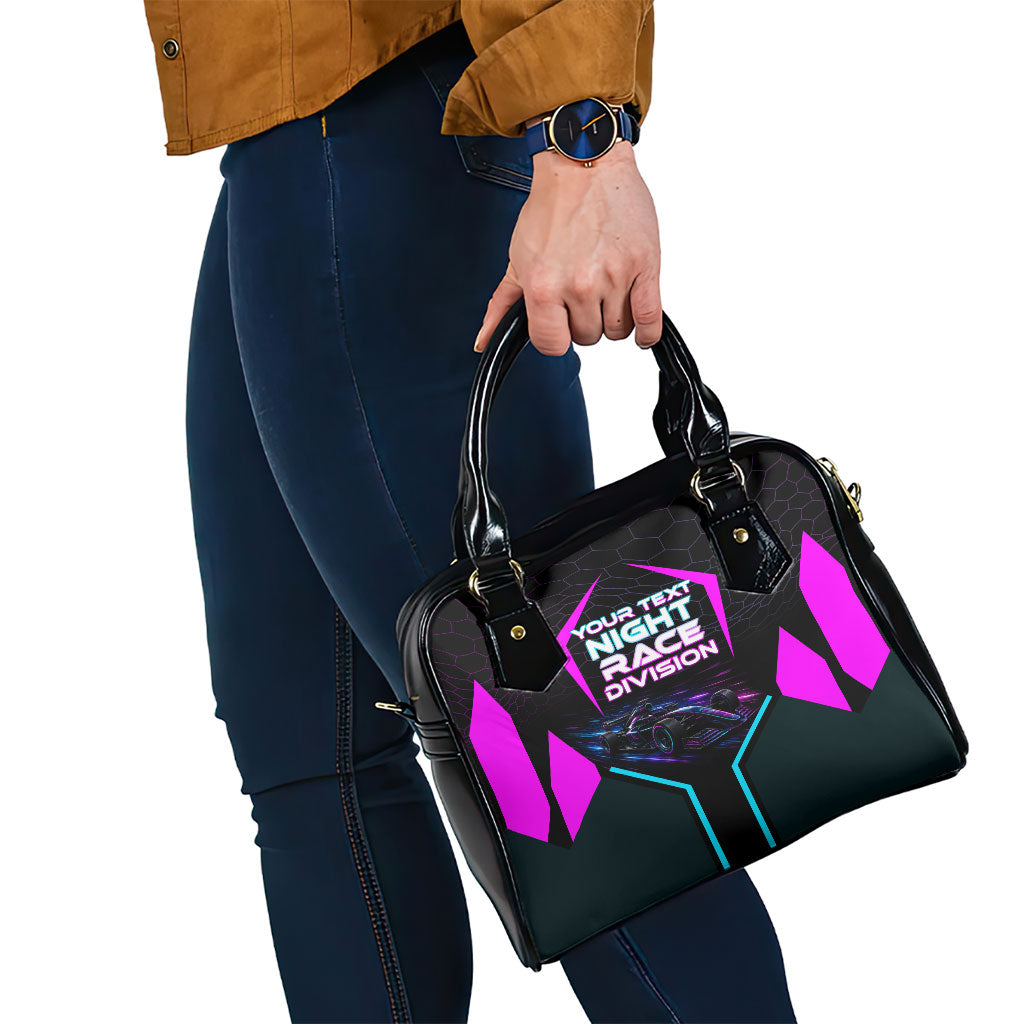 Personalized Night Race Division Shoulder Handbag Cyberpunk Racing Synthwave Motorsport Neon Graphic