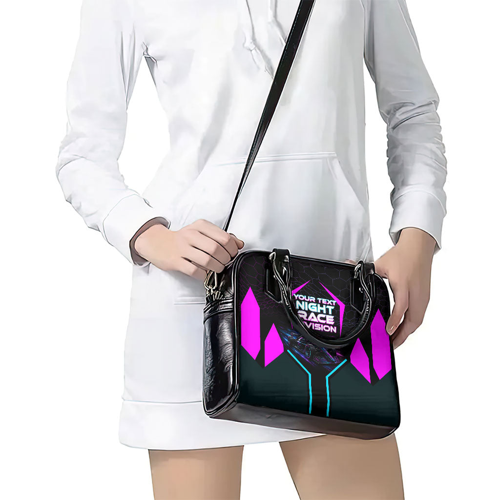 Personalized Night Race Division Shoulder Handbag Cyberpunk Racing Synthwave Motorsport Neon Graphic