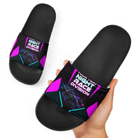 Personalized Night Race Division Slide Sandals Cyberpunk Racing Synthwave Motorsport Neon Graphic