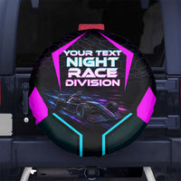 Personalized Night Race Division Spare Tire Cover Cyberpunk Racing Synthwave Motorsport Neon Graphic