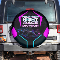 Personalized Night Race Division Spare Tire Cover Cyberpunk Racing Synthwave Motorsport Neon Graphic