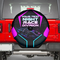Personalized Night Race Division Spare Tire Cover Cyberpunk Racing Synthwave Motorsport Neon Graphic