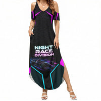 Personalized Night Race Division Summer Maxi Dress Cyberpunk Racing Synthwave Motorsport Neon Graphic