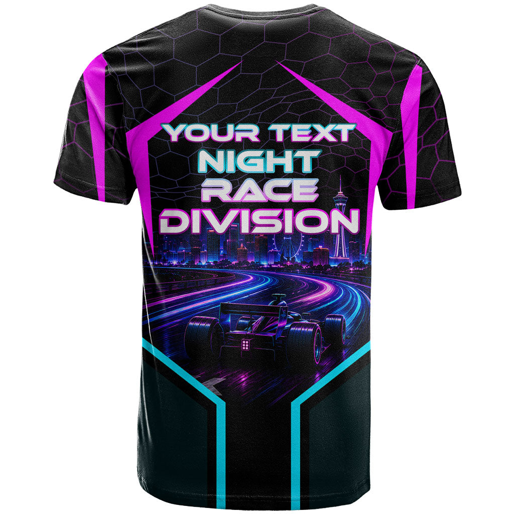 Personalized Night Race Division T Shirt Cyberpunk Racing Synthwave Motorsport Neon Graphic