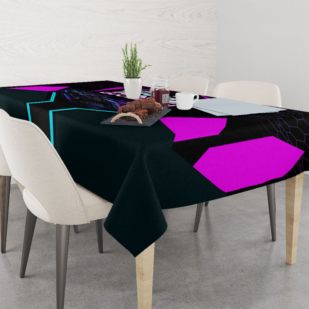 Personalized Night Race Division Tablecloth Cyberpunk Racing Synthwave Motorsport Neon Graphic