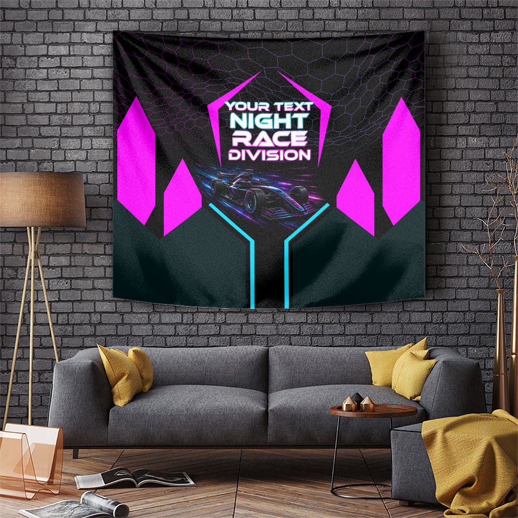 Personalized Night Race Division Tapestry Cyberpunk Racing Synthwave Motorsport Neon Graphic