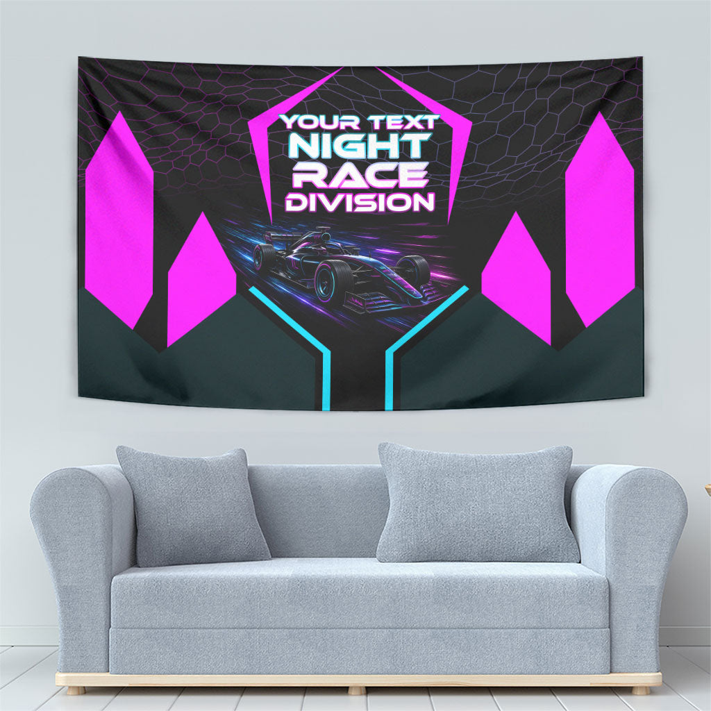 Personalized Night Race Division Tapestry Cyberpunk Racing Synthwave Motorsport Neon Graphic