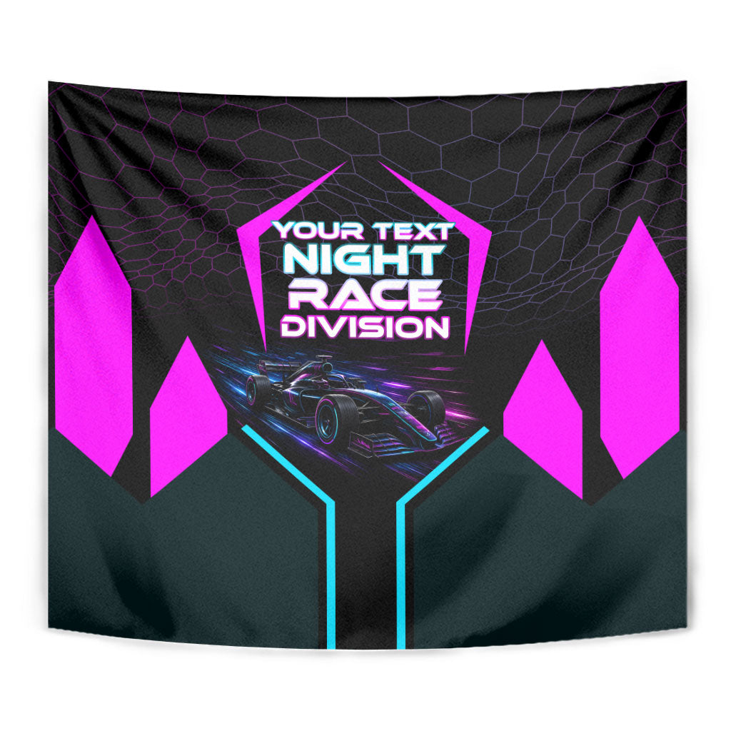 Personalized Night Race Division Tapestry Cyberpunk Racing Synthwave Motorsport Neon Graphic