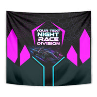 Personalized Night Race Division Tapestry Cyberpunk Racing Synthwave Motorsport Neon Graphic