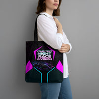 Personalized Night Race Division Tote Bag Cyberpunk Racing Synthwave Motorsport Neon Graphic