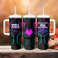 Personalized Night Race Division Tumbler With Handle Cyberpunk Racing Synthwave Motorsport Neon Graphic