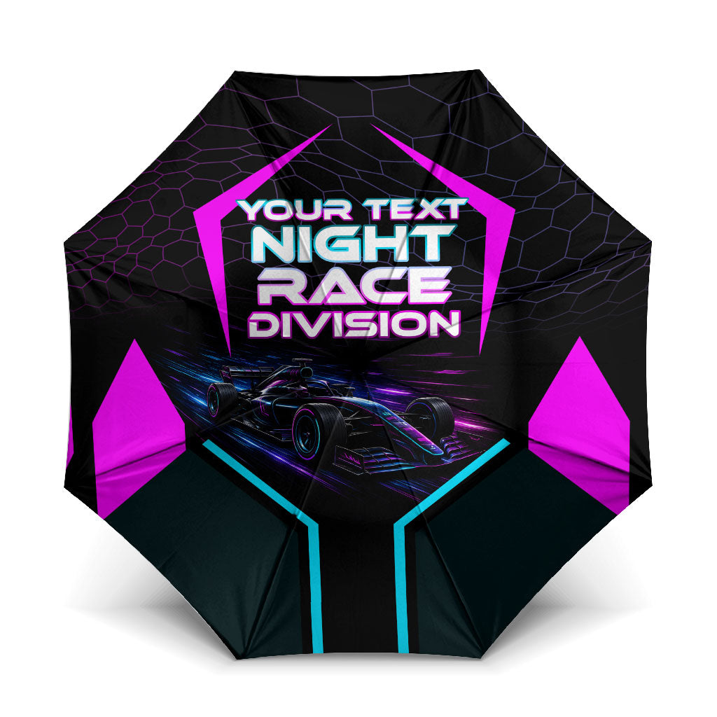 Personalized Night Race Division Umbrella Cyberpunk Racing Synthwave Motorsport Neon Graphic